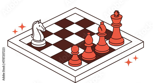 Chess game strategy board knight pawn bishop king illustration art