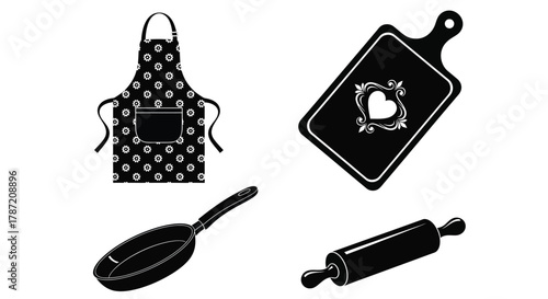 Kitchen utensils vector illustration cooking baking equipment set
