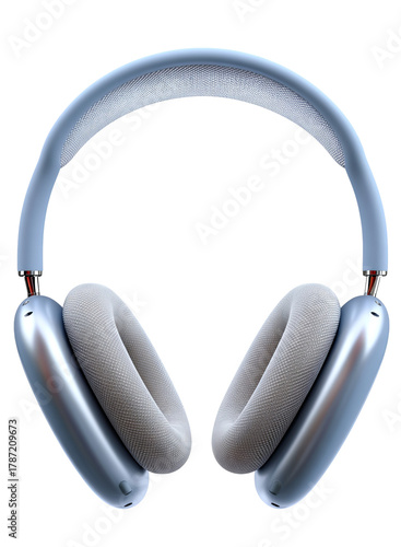 Blue Air Pods Max Headphones isolated on a transparent background