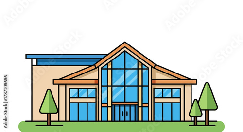 Building illustration vector modern architecture design graphic