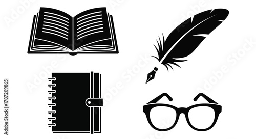 Book writing and reading vector illustration study and knowledge