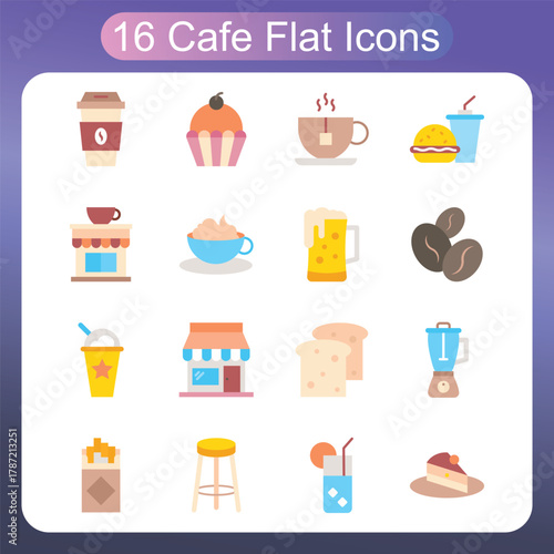 Coffee Brewing And Beverage Service Flat Icons Set 1
