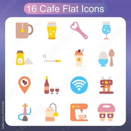  Cafe Interior And Customer Experience Flat Icons Set 3