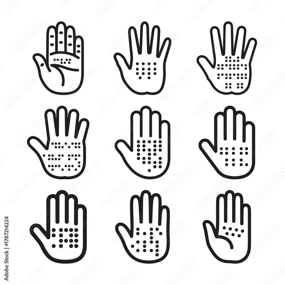 Obraz premium Hands with braille dots representing communication and touch