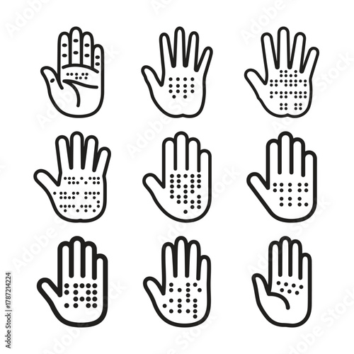 Hands with braille dots representing communication and touch