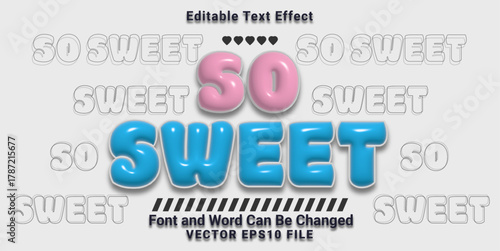 3d inflate so sweet bubbles text effect