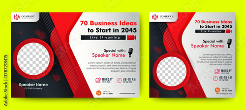 Set Corporate business conference banner template bundle or online webinar and technology conference social media banner layout, live webinar event invitation banner design template, meeting