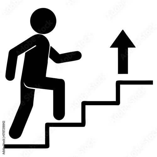 Silhouette of a Person Climbing Office Career Ladder, career, growth, success, office