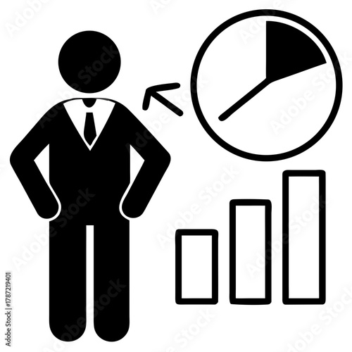 Silhouette of Manager Writing Goals on Board, planning, goals, strategy, work