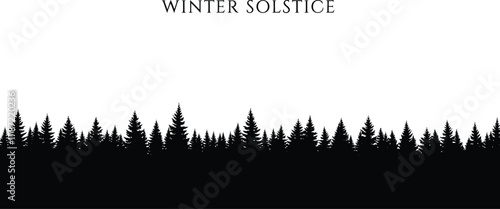 Winter Solstice with silhouette of pine trees