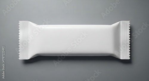 Unbranded, pure white snack bar wrapper template with realistic soft shadows, ideal for product packaging design