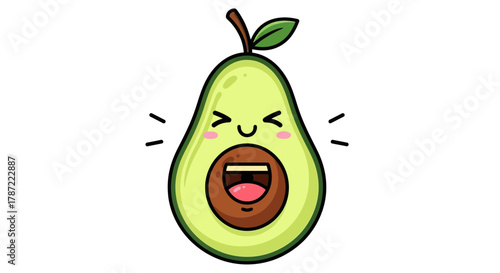 Kawaii avocado cartoon laughing fruit vector illustration design