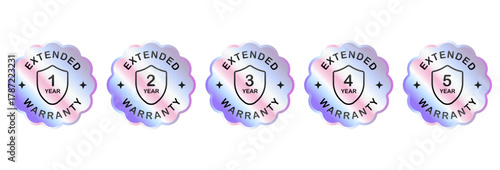 Years warranty label icon set. Vector