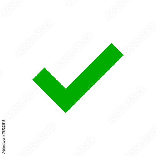 Green checkmark icon representing approval, correct, complete, success, and validation symbol.