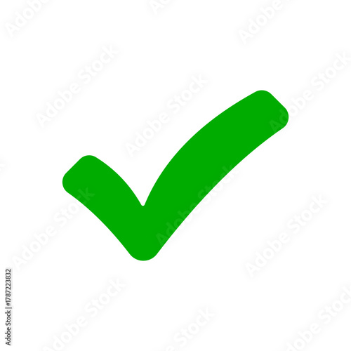 Green checkmark icon representing approval, confirmation, and task completion on a clean white background