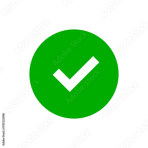 Green checkmark symbol inside a circle indicating success, completion, or approval icon
