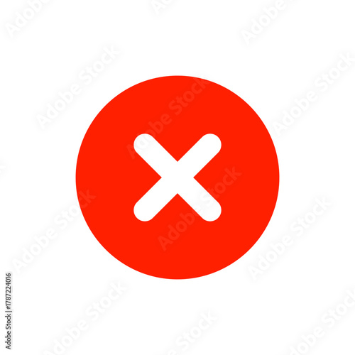 Red circle with white x mark, representing error, incorrect, delete, or close ui icon.