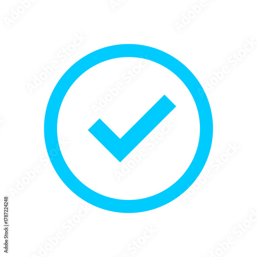 Blue checkmark icon within a circle, representing approval, success, completion, and validation.