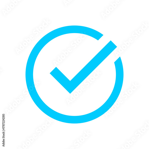 Bright blue checkmark icon inside a partial circle, indicating completion or approval.
