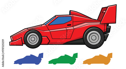 Cartoon red race car illustration vector graphic design asset