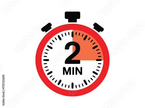 A red timer showing two minutes, indicating a short duration or deadline approaching fast