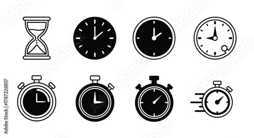 Clocks time hourglass stopwatch timer deadline urgency management