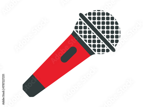 Illustration of a red microphone, perfect for a music or podcasting concept