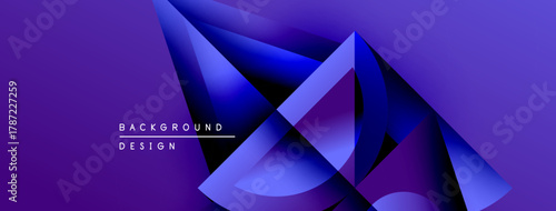 Abstract purple design features geometric shapes, gradients, dynamic composition. Modern background suitable for digital projects.