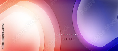 Abstract rounded shapes overlap, creating vibrant gradient effect. Colors transition from coral to purple, blue. Minimalist design, modern aesthetic.