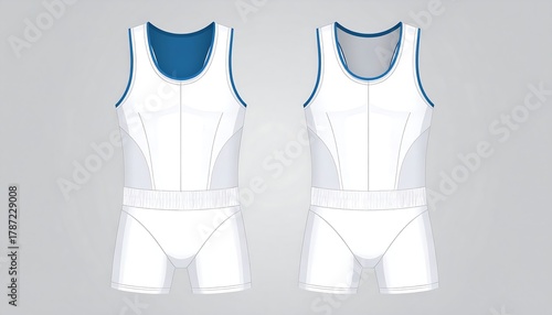 Illustration of a white athletic singlet and shorts