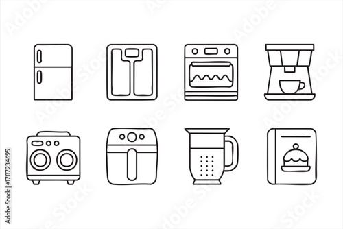 Electric appliance icon collection for smart home and culinary design