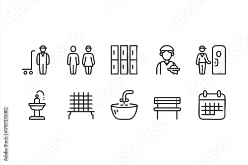 Gym and sports facility vector icons for health club and fitness management design