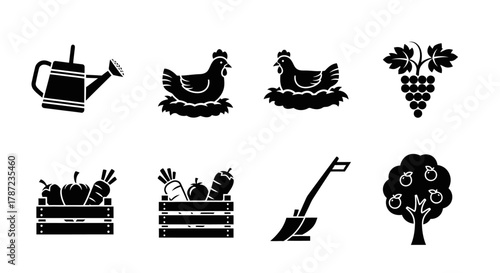 Harvest Bounty Icons Agriculture, Farming & Rural Life Vector Art