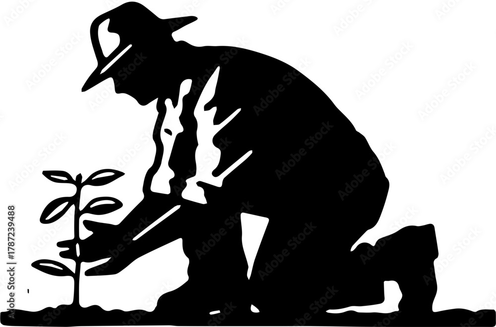 Fototapeta premium man with a garden 