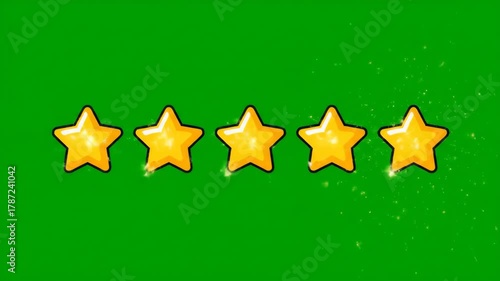 Wallpaper Mural Animated Gold Stars Evolving to Display Rating With Sparkles and Green Screen Background Torontodigital.ca