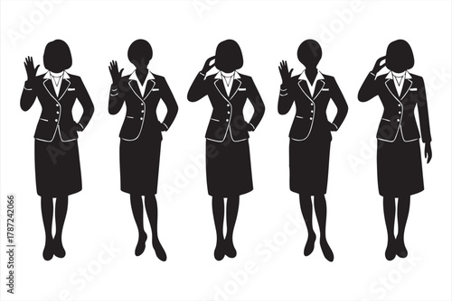 Airline service staff vector icons for aviation, transportation, and branding use