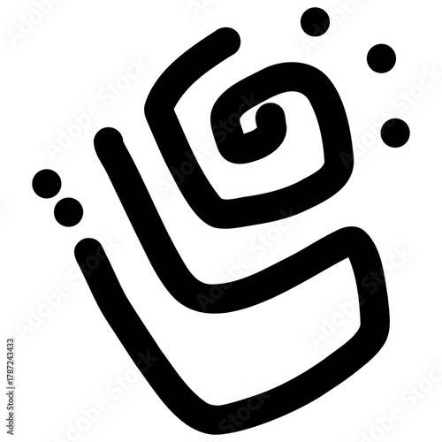 Primitive Tribal Art, Ancient Kokopelli Figure Silhouette, Ethnic, Cave Painting art, illustration of history paint 