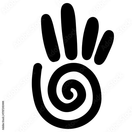 Primitive Tribal Art, Ancient Kokopelli Figure Silhouette, Ethnic, Cave Painting art, illustration of history paint 