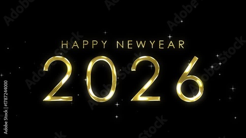 2026 happy new year 2026 gold animated godbye 2025 background greetings welcome happy new year 2026 gold shining sparkling open new page 4k
