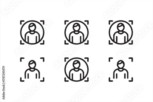 Biometric authentication outline icons for smart systems and apps