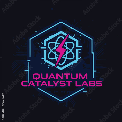 Energetic quantum Catalyst Labs Neon Logo Design.eps