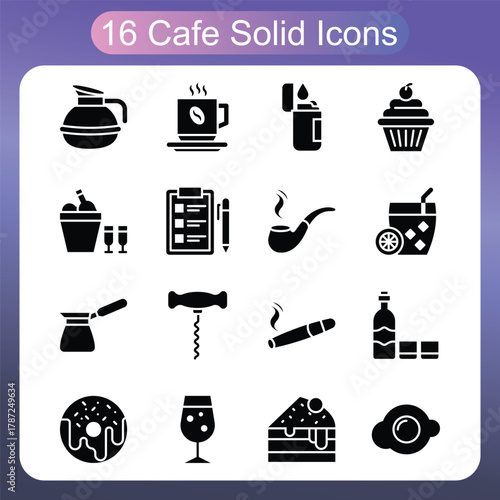 Dessert Bar And Snack Collection Solid Icons Set 2