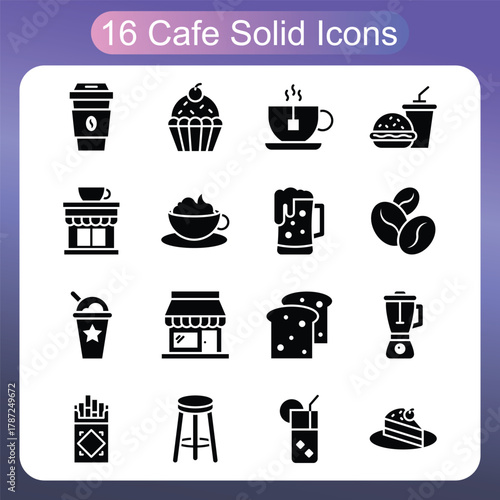 Coffee Brewing And Beverage Service Solid Icons Set 1