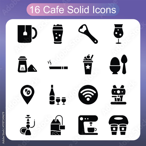 Cafe Interior And Customer Experience Solid Icons Set 3