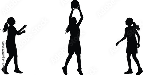 Basketball silhouette, athlete action pose, sports movement, dynamic figure, jump shot, training moment, black shape, isolated player, competitive energy, motion