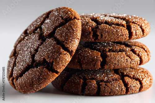 Fototapeta Naklejka Na Ścianę i Meble -  Cracked molasses cookies isolated on white transparent background.