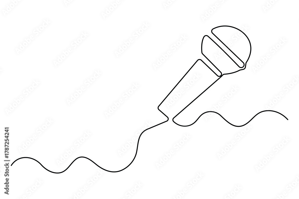 Obraz premium Continuous one line drawing of wired microphone minimalist illustration 