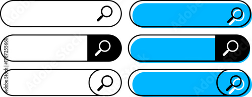 Set of six search bar elements flat vector ui ux design