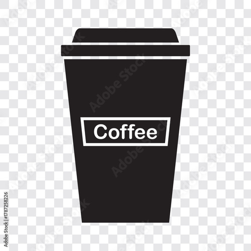 Coffee paper cup drink icon, a sleek and modern vector illustration featuring a takeaway cup with a secure lid and minimalistic details.