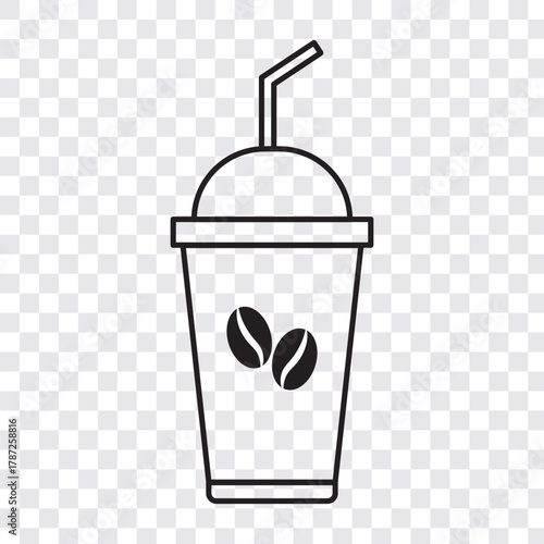 Coffee paper cup drink icon, a sleek and modern vector illustration featuring a takeaway cup with a secure lid and minimalistic details.